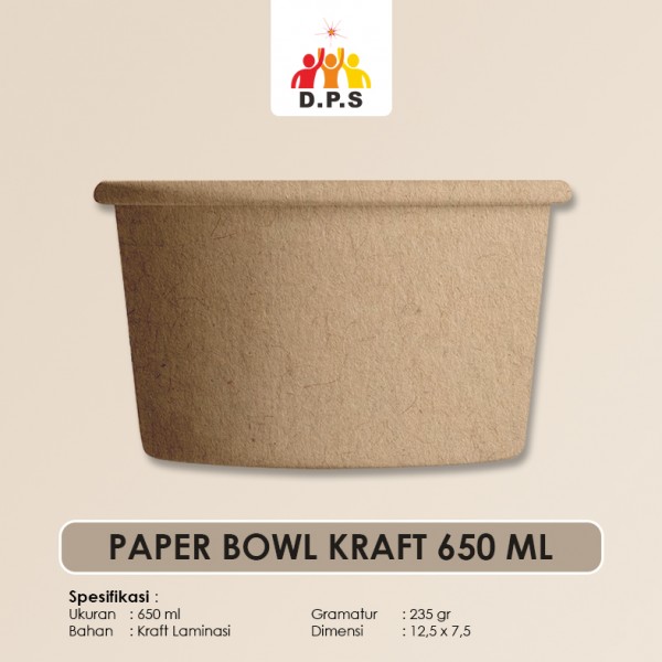 PAPER BOWL POLOS KRAFT 650 ML